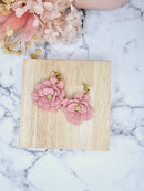 Pink flower clay studs