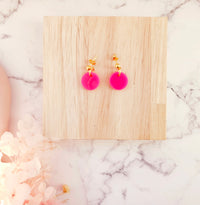 Barbie hot pink gold studs