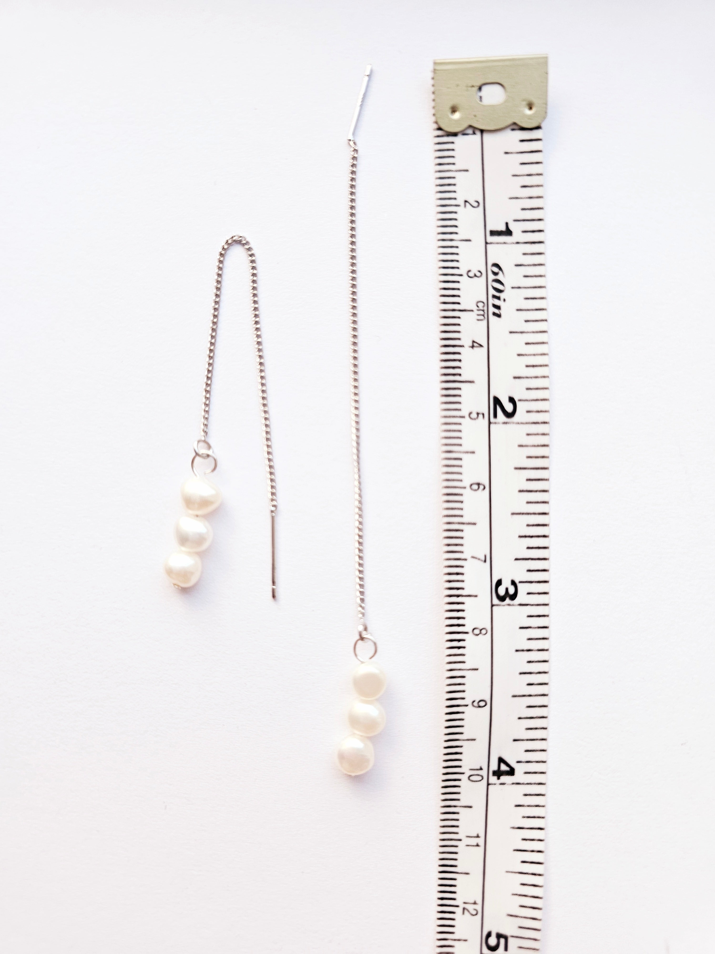 Fresh water 3 pearl silver threader