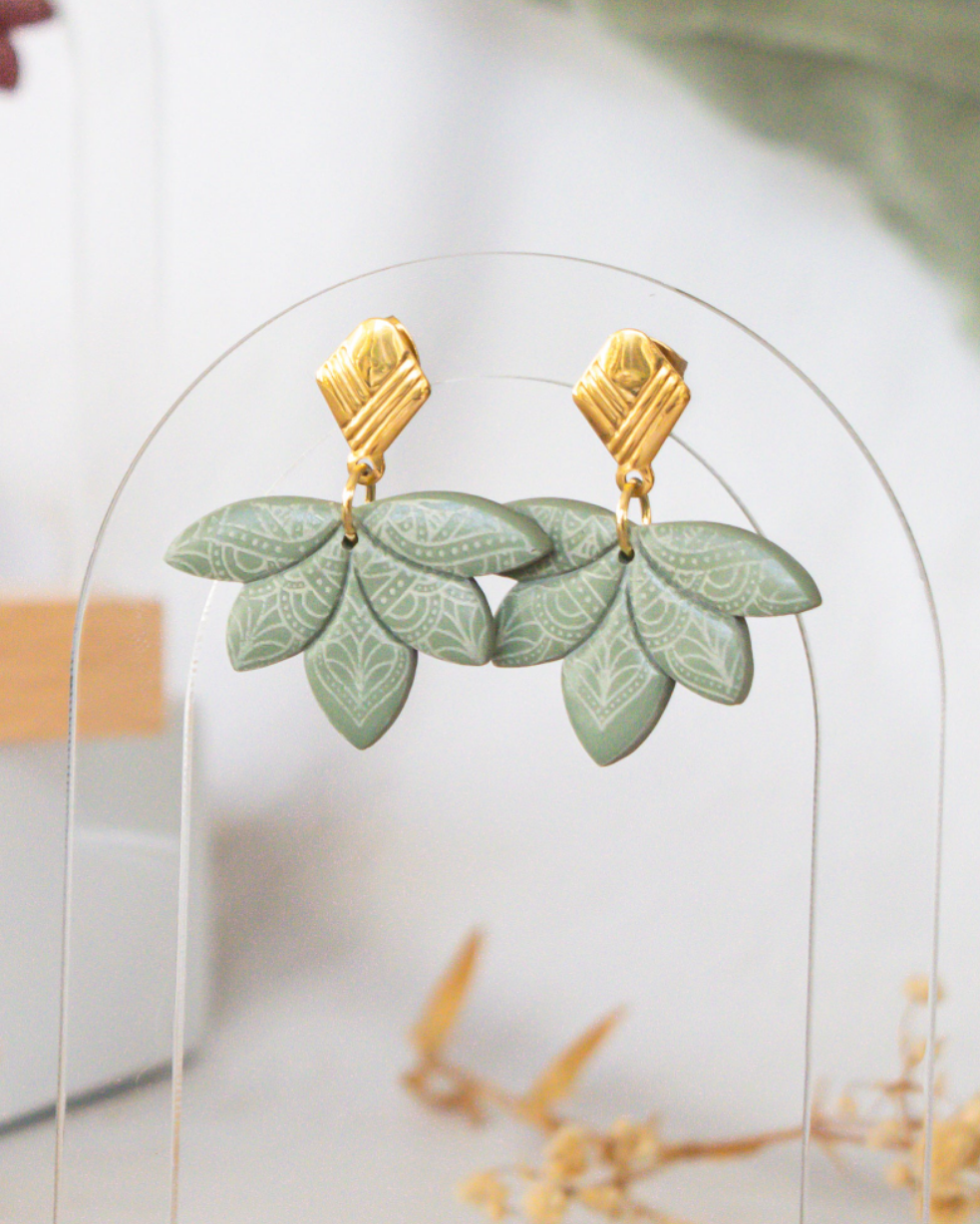 Sage Lotus Earrings