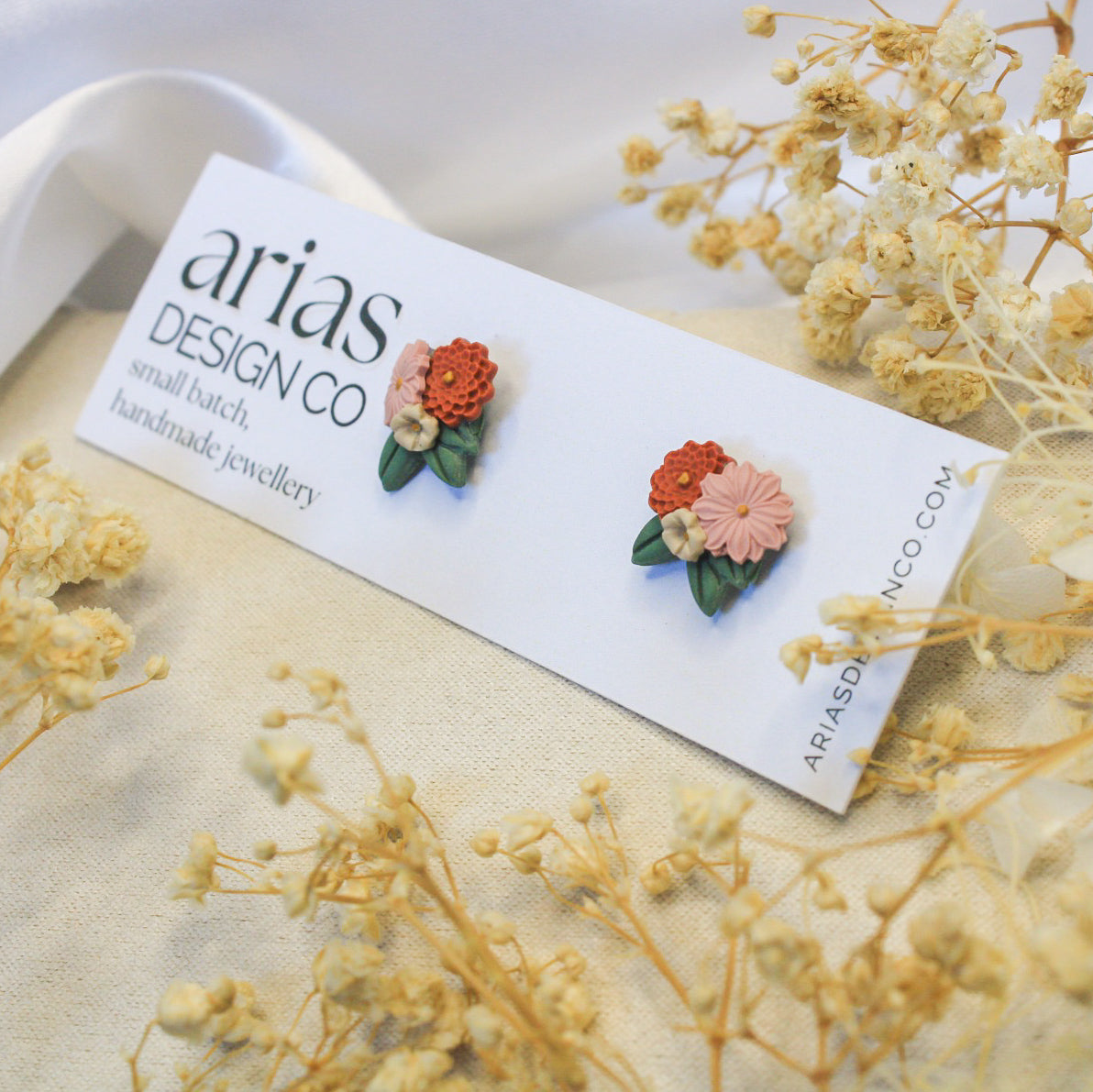 Mini Bouquet Earrings - Rust