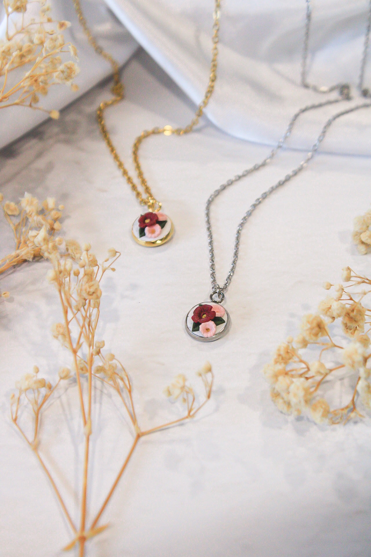 Cherry & Blush Bouquet Necklace