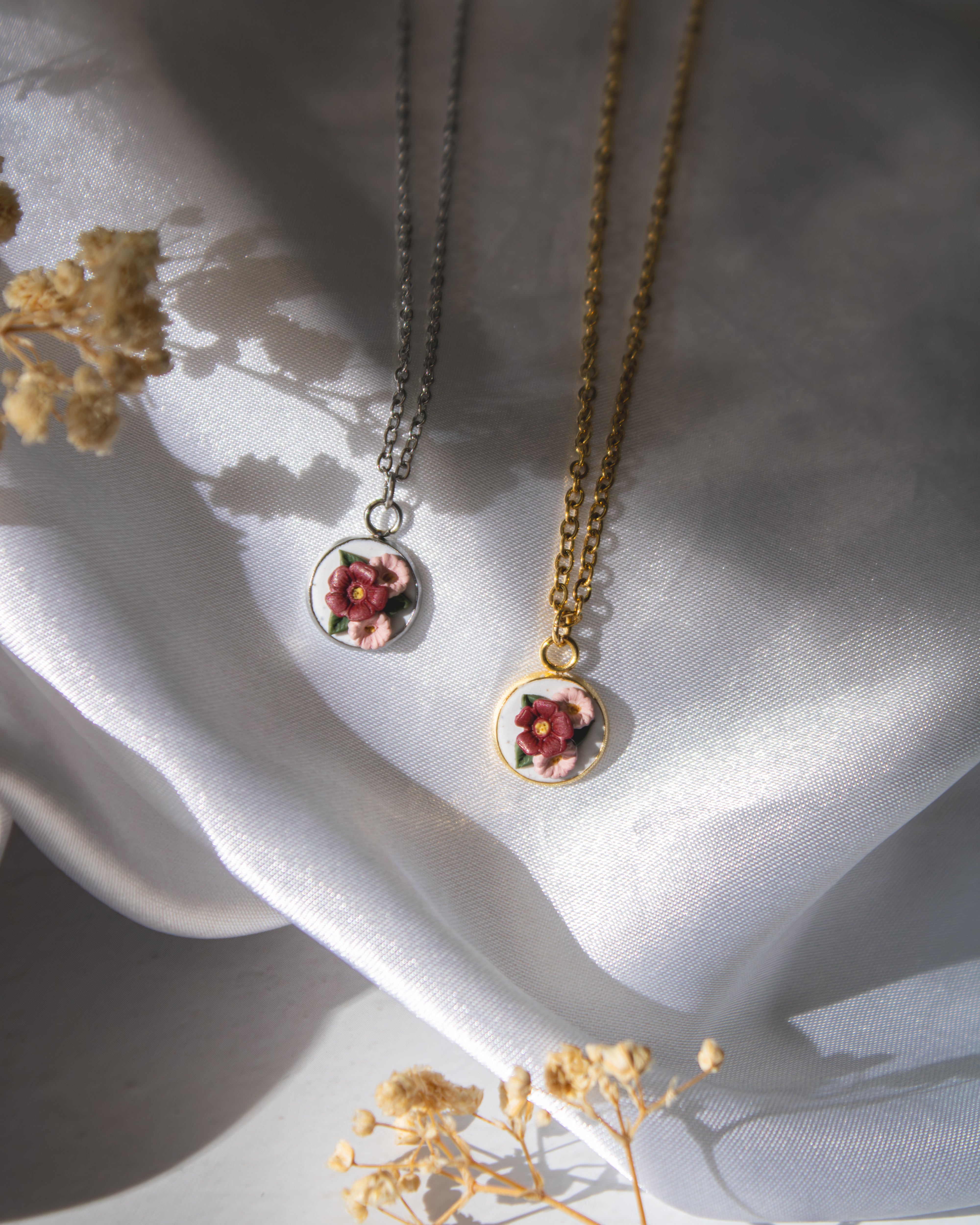 Cherry & Blush Bouquet Necklace