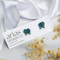 Mini Bouquet Earrings - Teal