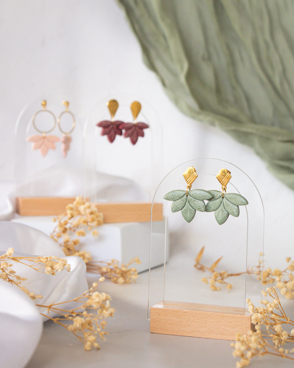 Sage Lotus Earrings